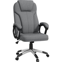 Vinsetto Bürostuhl Ergonomischer Computerstuhl mit Wippfunktion höhenverstellbar Kopfstütze Armlehnen Grau Leinenoptik 66x75x110-120cm für komfortables Arbeiten – Ansicht 1