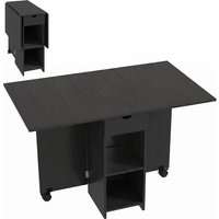 HOMCOM Klapptisch Esstisch, ausziehbarer Küchentisch, für 2–4 Personen, mit 2 Klappen, für kleine Räume, rechteckig, modernes Design, schwarz Aosom – Ansicht 1