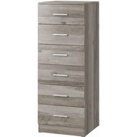 HOMCOM Kommode mit 6 Schubladen, hohe und schmale Kommode für Schlafzimmer, Wohnzimmer, Ankleide, Flur, 40x40x110 cm, Hellgrau Aosom