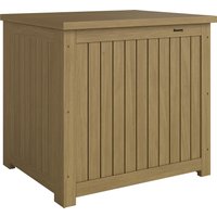 Outsunny Außen-Truhe aus Holz, 130 L, Aufbewahrungs-Truhe für draußen mit Innenfutter, Scharnierdeckel und Riemen, wasserdicht, witterungsbeständig, für Garten, – Ansicht 1