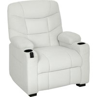HOMCOM elektrischer Relaxsessel, neigbar, Samt, USB-Anschluss, breite Sitzfläche, Fußstütze, Getränkehalter, Seitentaschen, Fernbedienung, leiser Motor, 2 Memor