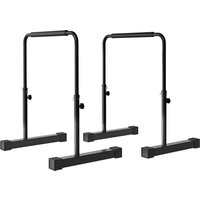 HOMCOM Dip Barren Bars 2er Set Rutschfest Dip Station 80-100 cm Höhenverstellbar Fitness Parallettes für Muskeltraining und Krafttraining Stahl Schwarz Aosom – Ansicht 1