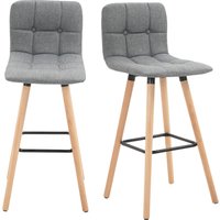 HOMCOM Set 2 Barhocker mit Rückenlehne und Fußstütze, Gepolsterter Stoffsitz und Holzbeine, 41,5x47x97,5, Grau Aosom – Ansicht 1
