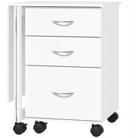 HOMCOM Klapp-Schreibtisch mit 3 Schubladen, 6 Rollen, platzsparender Bürotisch mit A4/Letter-Führungen, PC-Tisch für Büro Arbeitszimmer Schlafzimmer 107x50x72cm – Ansicht 1