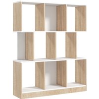 HOMCOM Bücherregal Standregal Büroregal Aktenregal für Büro Wohnzimmer Arbeitszimmer Spanplatte Natur+Weiß 100 x 24 x 124 cm Aosom – Ansicht 1