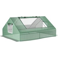 Outsunny Gewächshaus für Außen, 180x140x80 cm, Kleines Gewächshaus mit 2 aufrollbaren Türen, 2 Netzfenstern, Stahlrahmen und PE-Abdeckung 140 g/m² UV-beständig  – Ansicht 1