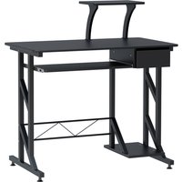 HOMCOM Computertisch Arbeitstisch mit Regalen und Schubladen Schreibtisch Bürotisch Platzsparend stabil Metall MDF Schwarz 90 x 50 x 95 cm Aosom – Ansicht 1