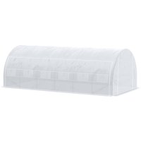 Outsunny Garten Gewächshaus 18 m² 6L x 3B x 2H m mit Tür + rollbaren Seitenwänden mit Reißverschluss, 12 Fenstern, verzinktem Stahl PE Hochdichtem 140 g/m² Anti – Ansicht 1
