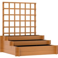 Outsunny Hochbeet mit Rankhilfe, 3-stufig Blumenkasten mit Vliesstoff, Gemüsebeet, Pflanzkasten, Kräuterbeet für Garten, Balkon, Tannenholz, Braun, 95 x 95 x 11 – Ansicht 1