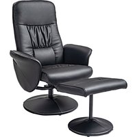 HOMCOM Relaxsessel mit Hocker, Fernsehsessel, TV Sessel mit Liegefunktion, Drehbarer Polstersessel für Wohnzimmer, Schlafzimmer, Kunstleder, Schwarz Aosom – Ansicht 1