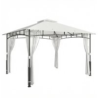 Outsunny Pavillon, 3x3,6 m wasserabweisend Stabil Gartenpavillon mit Moskitonetz, Doppeldach, Garten Pavillon aus Metall, Pavillon für Garten, Terrasse, Schwarz – Ansicht 1