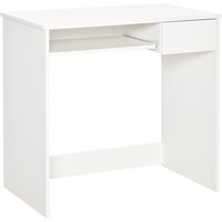 HOMCOM Büroschreibtisch, 80x45x75 cm platzsparender Schreibtisch mit Tastaturauszug, Schubfach für Dokumente, Computertisch für Zuhause, Büro, Weiß Aosom – Ansicht 1