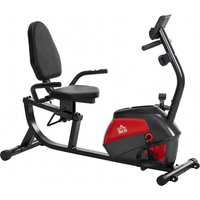 HOMCOM Liege-Heimtrainer mit Rückenlehne, 8-stufige Magnetresistenz, Heimtrainer mit Schwungrad, verstellbarer Sitz, LCD-Monitor, Pulsmessung, Smartphone-Halter