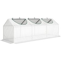 Outsunny Gewächshaus, Mini-Gewächshaus, 3 aufrollbare Reißverschlussfenster, PE-Abdeckung, Stahlrahmen, 180 x 60 x 60 cm, Weiß Aosom – Ansicht 1