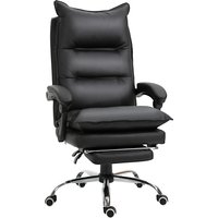 Vinsetto Bürostuhl Schreibtischstuhl höhenverstellbar mit Fußstütze Kunstleder Schwarz 66x72x122-130cm für komfortables Arbeiten Aosom.de – Ansicht 1