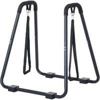 HOMCOM Dipstation stabiler Dip Ständer mit Schlingentrainer robustes Stahlgestell schwarz 90x81x92,5cm für effektives Krafttraining Aosom.de – Ansicht 1