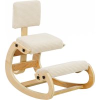 HOMCOM Ergonomischer Kniestuhl, Kniehocker mit Rückenlehne, Cord-Optik, Bürostuhl zur Verbesserung der Nackenschmerzen Rückenschmerzen für Zuhause, Büro, Medita