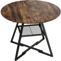 HOMCOM Esstisch, Ø100 cm Runder Küchentisch für 4 Personen, Industrieller Esszimmertisch mit Ablage, Holzoptik, Metallgestell für Wohnzimmer Esszimmer, Rustikal – Ansicht 1