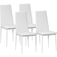 HOMCOM Esszimmerstuhl, 4er-Set Küchenstuhl, Gepolsterte Esszimmerstühle, Essstuhl, Polsterstuhl mit Stahlbeine, Kunstleder, Weiß Aosom – Ansicht 1