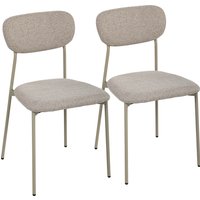 HOMCOM 2er-Set stapelbare Esszimmerstühle in Leinenoptik, Küchenstühle, gepolsterte Stühle mit Stahlbeinen für Küche, Schlafzimmer, Wohnzimmer, Hellbraun Aosom – Ansicht 1
