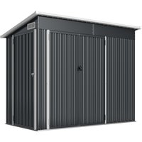 Outsunny Metall Gerätehaus 2,68 m², abschließbar Geräteschuppen mit 3 Türen Lüftung Pultdach Lüftungen Handschuhen, 234 x 132 x 185 cm, wetterfest Outdoor Schup – Ansicht 1