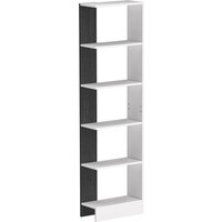 HOMCOM schmales Regal mit 5 Ablagen, modernes platzsparendes Holzregal, Bücherregal für Bad, Wohnzimmer, Schlafzimmer, Büro, 45x21x170 cm, Weiß und Schwarz Aoso – Ansicht 1