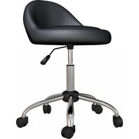 HOMCOM Rollhocker Höhenverstellbarer Drehhocker 63-83 cm mit Rädern, Kunstleder schwarz, ideal als Salonstuhl oder Arbeitshocker Aosom.de – Ansicht 1