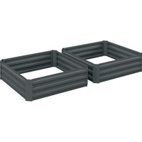 Outsunny 2er Set Hochbeet Stahl, Pflanzbeet Frühbeet Gartenbeet Blumenkasten steckbar, Pflanzkasten Pflanzkübel 100x100x30cm für Garten Balkon Terrasse, Gemüseb – Ansicht 1