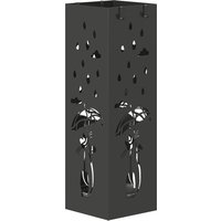 HOMCOM quadratischer Metall-Schirmständer für Eingangsbereich, freistehend mit herausnehmbarem Auffangbehälter und 4 Haken, für Innen und Außen, 15.5x15.5x49 cm – Ansicht 1