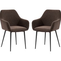 HOMCOM Set 2 Esszimmerstühle Nordischer Stil mit gepolsterten gebogenen Armlehnen und Beinen aus Stahl für Wohnzimmer, 54x57x80 cm, Braun Aosom – Ansicht 1