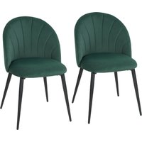 HOMCOM Esszimmerstühle 2er Set Küchenstuhl mit muschelförmiger Rückenlehne, Samtoptik, Sessel Polsterstuhl mit Fußpolster, Stühle, Wohnzimmerstuhl mit Stahlbein – Ansicht 1
