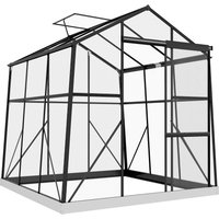 Outsunny Gewächshaus Alu 192 x 192 x 204 cm Treibhaus 3,68 m² mit Fenster Schiebetür und Fundament für Pflanzenzucht Schwarz Aosom.de – Ansicht 1