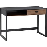 HOMCOM Schreibtisch Computertisch mit Schublade, Bürotisch mit Regal, Arbeitstisch im Industrie-Design, fürs Büro, Wohnzimmer, 110 x 50 x 76 cm, Walnuss Aosom – Ansicht 1
