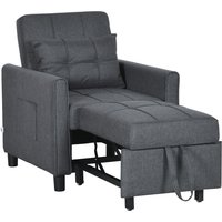 HOMCOM Fauteuil convertible 1 place 3 in 1, Schlafsessel mit verstellbarer Rückenlehne in 3 Positionen, inklusive Kissen und 2 Seitentaschen, Einzelschlafsofa f – Ansicht 1