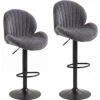 HOMCOM Barhocker, 2er-Set, Chenille-Stoff, Höhenverstellbar 62-83 cm, 360° drehbar, Gepolsterter Sitz, Rückenlehne und Fußstütze, Stahlbasis, für Kücheninsel &  – Ansicht 1