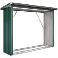 Outsunny Brennholzunterstand erhöhtes Brennholzregal mit Pultdach Schnelle Montage Kaminholzunterstand Metall Holz Lager Brennholzlager Garten Holzlager für Kam – Ansicht 1