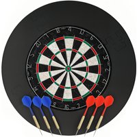 SPORTNOW Dartscheibe mit 6 Dartpfeile, Flights, Dart Surround, Stahlspitze, Ø45,5 cm Sisal Dartboard Steeldart Set Steeldartscheibe Dartboard Set für Erwachsene – Ansicht 1