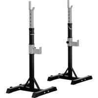 HOMCOM 2er Set Langhantelständer aus Stahl, 2 Haken mit höhenverstellbarer Funktion, Tragfähigkeit 150kg, 55x57x105-170cm, Schwarz Aosom – Ansicht 1