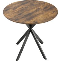 HOMCOM Runder Esstisch Ø80cm Esszimmertisch im Industriestil mit Stahlbeinen, Küchentisch für Esszimmer, Küche, Homeoffice, Rustikal-Braun Aosom – Ansicht 1