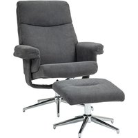 HOMCOM Relaxsessel mit Hocker, Gepolstert Fernsehsessel mit Liegefunktion, Liegesessel mit Samtoptik, bis150 kg belastbar, für Wohnzimmer, Schlafzimmer, Dunkelg – Ansicht 1
