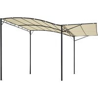 Outsunny Pavillon Gartenpavillon Markise Sonnenmarkise mit klappbarem Seitendach UV-Schutz Stahl + Polyester Cremeweiß + Schwarz 3 x 2,5 m Aosom – Ansicht 1