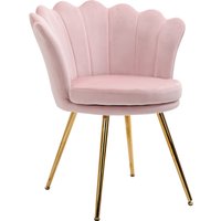 HOMCOM Sessel Wohnzimmer Relaxsessel Loungesessel mit lotusförmigem Design Polstersessel mit Metallbeine, Samtoptik, Einzelsessel für Schlafzimmer, Rosa Aosom