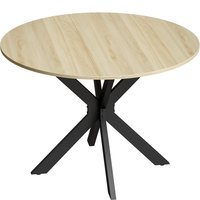 HOMCOM Klappbarer Esstisch, runder Klapptisch für Küche, 2–6 Personen, mit klappbarem Flügel, Stahlgestell Doppel-X, für Wohnzimmer, kleine Räume, Ø110x76 cm, N – Ansicht 1