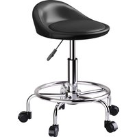 HOMCOM Rollhocker höhenverstellbar mit Rückenlehne Drehhocker 59-75 cm Arbeitshocker 360° drehbar Hocker Bürohocker für Büro Salon Massage Spa Schwarz Aosom – Ansicht 1