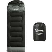 Outsunny Schlafsack für Erwachsene, leicht und kompakt, für 3 Jahreszeiten, wasserdicht, rechteckiger faltbarer tragbarer Schlafsack, kleines Packmaß, zum Campi – Ansicht 1