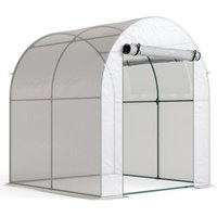 Outsunny Gewächshaus, Foliengewächshaus mit Aufrollbare Fenster & Tür, Netzfenster UV Schutz, Folientunnel, Tomatenhaus Winterfest Treibhaus für Garten, Balkon, – Ansicht 1