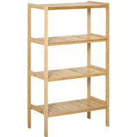 HOMCOM Strandregal 4-stufiges Bücherregal aus Bambus 62x33x112cm für Büro Lager Küche Natur Aosom.de – Ansicht 1