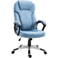 Vinsetto Chefsessel Bürostuhl ergonomischer Schreibtischstuhl höhenverstellbar Hellblau Leinen 66x75x110-120cm für komfortables Arbeiten Aosom.de – Ansicht 1