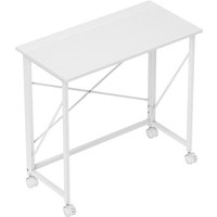 HOMCOM Schreibtisch Computertisch mit Rollen Faltbarer Bürotisch im modernem Design mit Stahlgestell für Arbeitszimmer Schlafzimmer Home Office, 80 x 40 x 75 cm – Ansicht 1