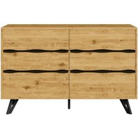 modernes Sideboard mit 6 Schubladen, Metallfüße, Viel Stauraum, 120x40x75,5 cm, Naturfarbe – Ansicht 1